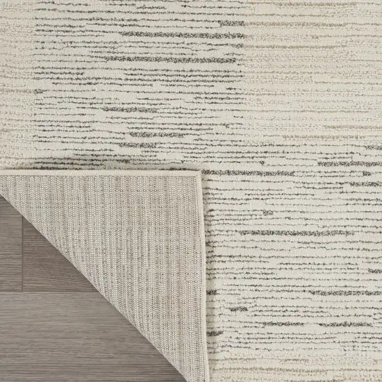 Gray and Ivory Abstract Power Loom Runner Rug Photo 4