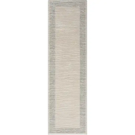 Gray and Ivory Abstract Power Loom Runner Rug Photo 2