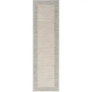 Photo of Gray and Ivory Abstract Power Loom Runner Rug