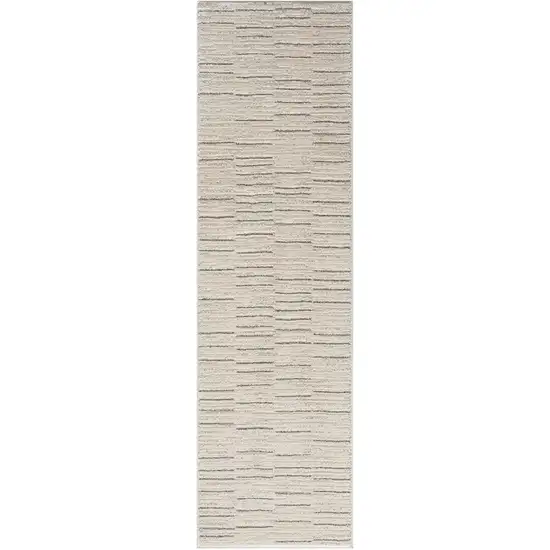 Gray and Ivory Abstract Power Loom Runner Rug Photo 2