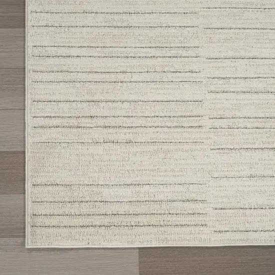 Gray and Ivory Abstract Power Loom Runner Rug Photo 4