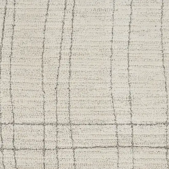 Gray and Ivory Abstract Power Loom Runner Rug Photo 8