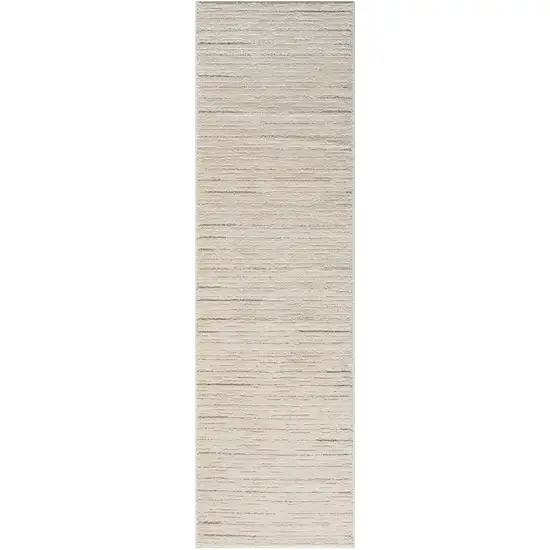 Gray and Ivory Abstract Power Loom Runner Rug Photo 2