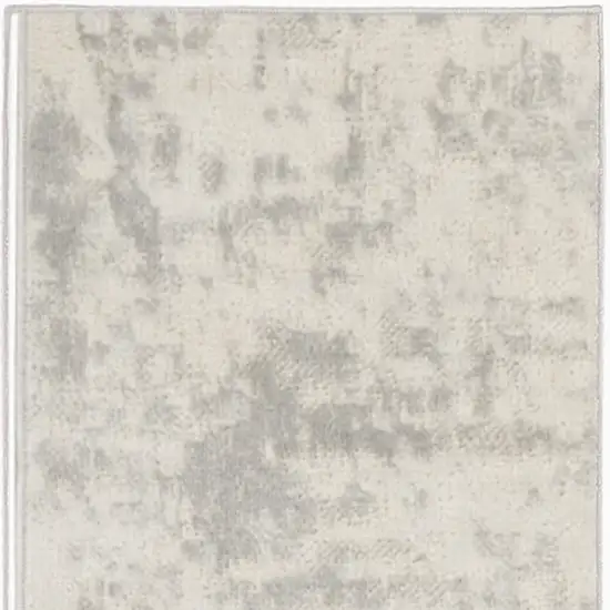 Gray and Ivory Abstract Power Loom Runner Rug Photo 5