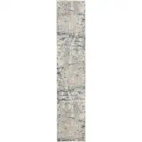 Photo of Gray and Ivory Abstract Power Loom Runner Rug