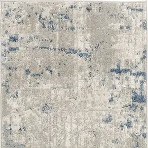 Photo of Gray and Ivory Abstract Power Loom Runner Rug