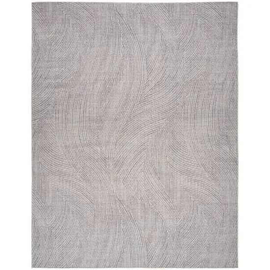 Gray and Ivory Abstract Power Loom Washable Non Skid Area Rug Photo 1