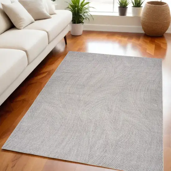 Gray and Ivory Abstract Power Loom Washable Non Skid Area Rug Photo 2