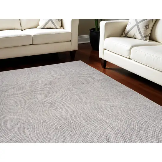 Gray and Ivory Abstract Power Loom Washable Non Skid Area Rug Photo 1