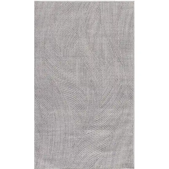 Gray and Ivory Abstract Power Loom Washable Non Skid Area Rug Photo 2