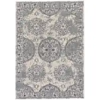 Photo of Gray and Ivory Abstract Power Loom Worn Faded Area Rug