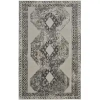 Photo of Gray and Ivory Abstract Power Loom Worn Faded Area Rug