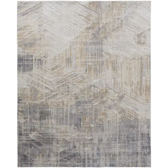 Gray and Ivory Abstract Power Loom Worn Faded Area Rug Photo 2