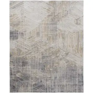 Photo of Gray and Ivory Abstract Power Loom Worn Faded Area Rug