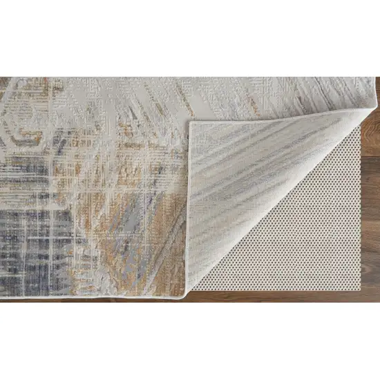 Gray and Ivory Abstract Power Loom Worn Faded Area Rug Photo 4