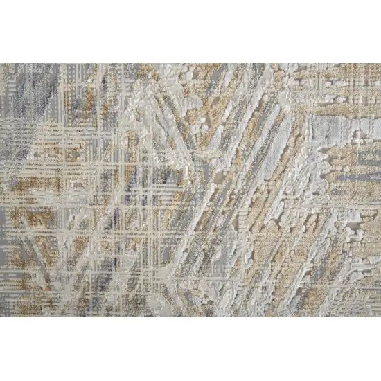 Gray and Ivory Abstract Power Loom Worn Faded Area Rug Photo 6