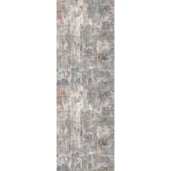 2' X 10' Gray And Ivory Abstract Runner Rug Photo 3