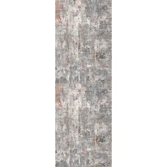 2' X 13' Gray And Ivory Abstract Runner Rug Photo 1