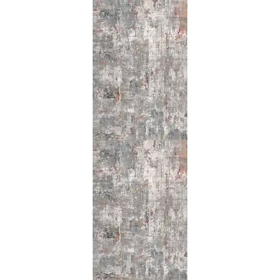 2' X 13' Gray And Ivory Abstract Runner Rug Photo 3