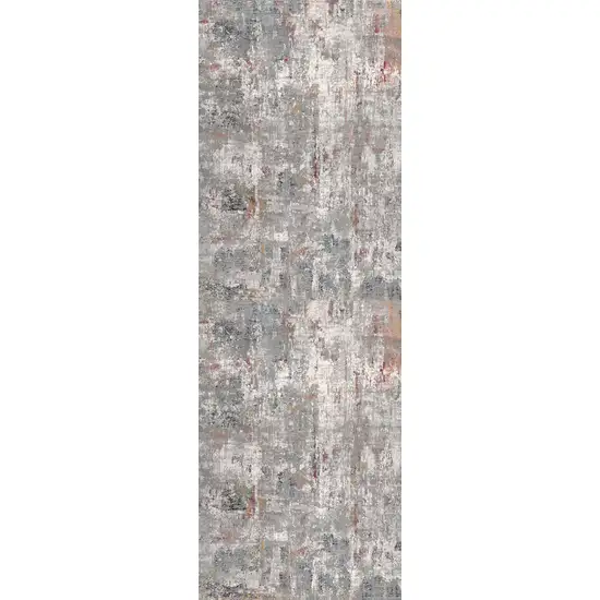 Gray and Ivory Abstract Runner Rug Photo 2