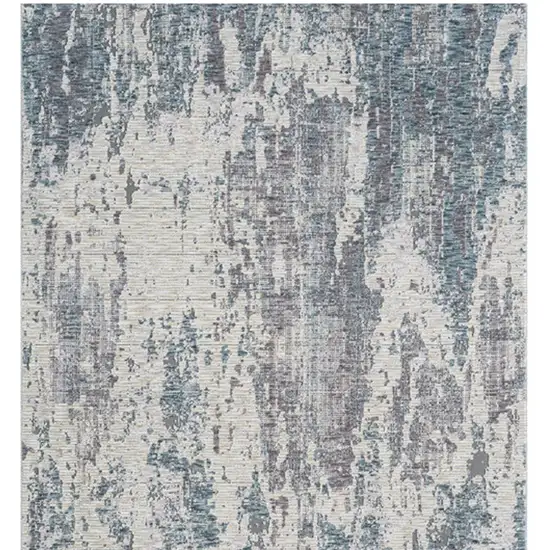 Gray and Ivory Abstract Runner Rug Photo 7