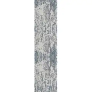 Photo of Gray and Ivory Abstract Runner Rug