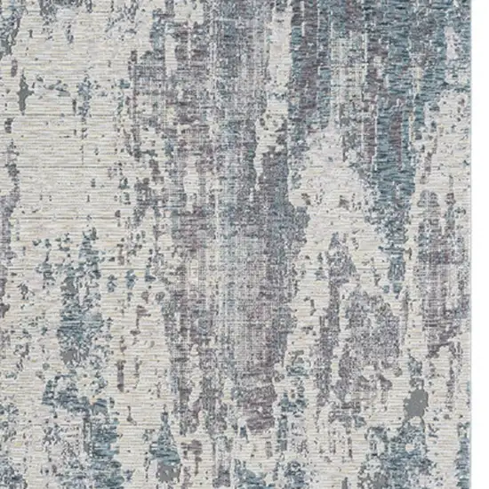 Gray and Ivory Abstract Runner Rug Photo 6