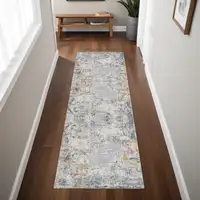 Photo of Gray and Ivory Abstract Runner Rug