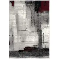 Photo of Gray and Ivory Abstract Shag Power Loom Runner Rug