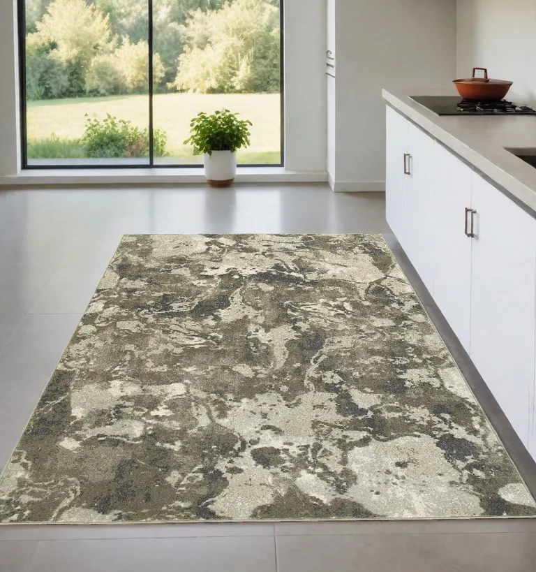 Gray and Ivory Abstract Spatter Area Rug Photo 4