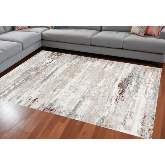 Gray and Ivory Abstract Power Loom Area Rug Photo 1