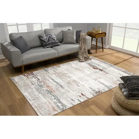 Gray and Ivory Abstract Stria Area Rug Photo 1