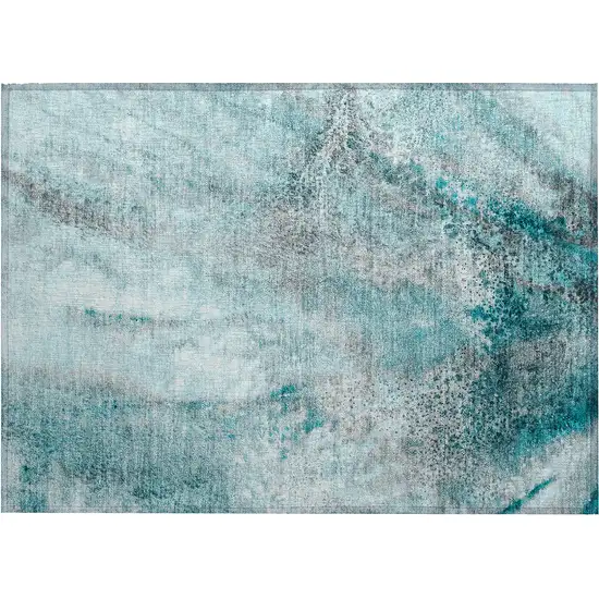 Gray and Ivory Abstract Washable Non Skid Indoor Outdoor Area Rug Photo 2