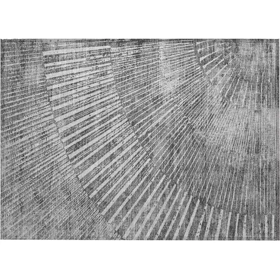 Gray and Ivory Abstract Washable Non Skid Indoor Outdoor Area Rug Photo 2