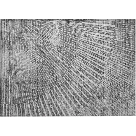 Gray and Ivory Abstract Washable Non Skid Indoor Outdoor Area Rug Photo 5