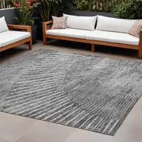 Photo of Gray and Ivory Abstract Washable Non Skid Indoor Outdoor Area Rug