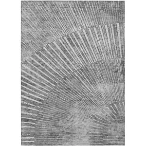 Photo of Gray and Ivory Abstract Washable Non Skid Indoor Outdoor Area Rug