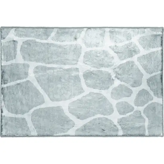 Gray and Ivory Animal Print Handmade Non Skid Area Rug Photo 2