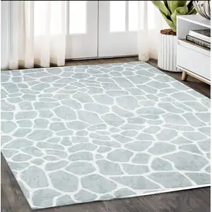 Photo of Gray and Ivory Animal Print Handmade Non Skid Area Rug