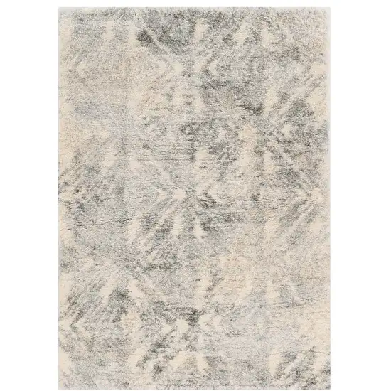 Gray and Ivory Damask Area Rug Photo 2