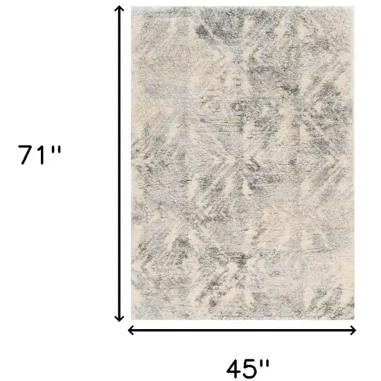 Gray and Ivory Damask Area Rug Photo 3