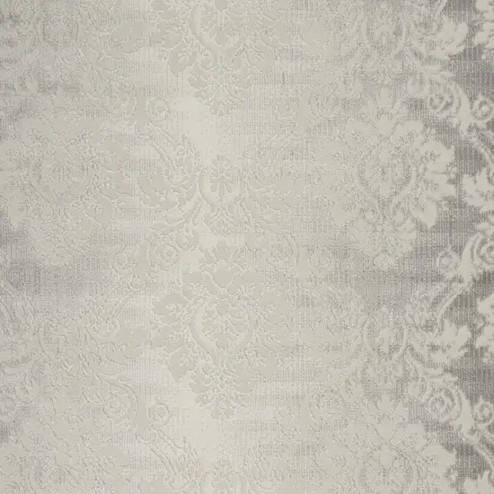 Gray and Ivory Damask Distressed Non Skid Area Rug Photo 4