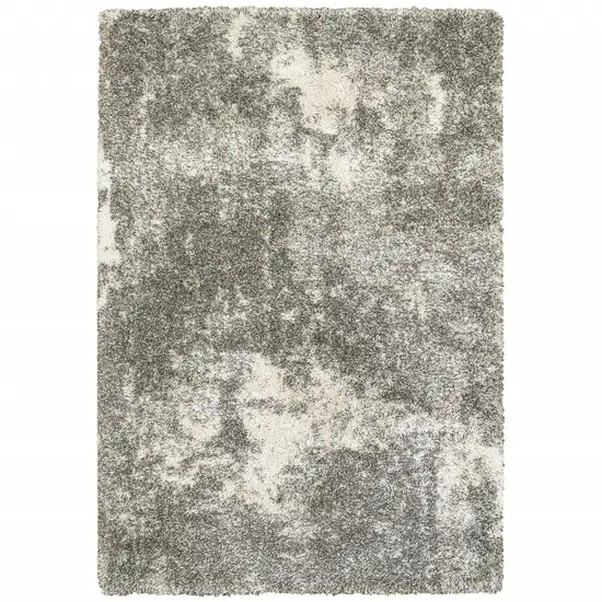 Gray and Ivory Distressed Abstract Area Rug Photo 1