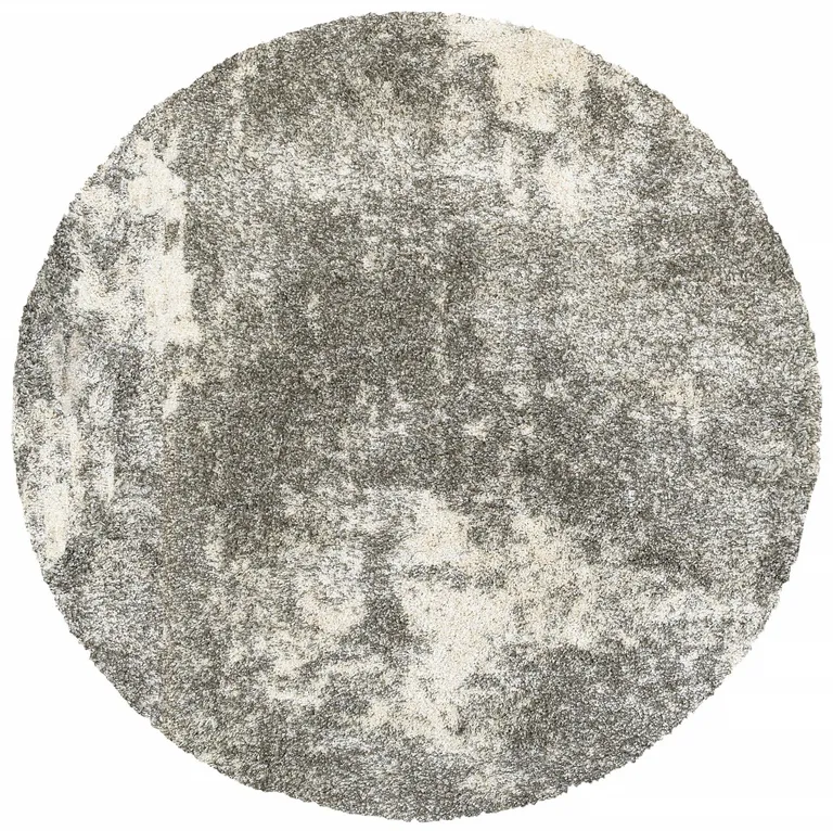 Gray and Ivory Distressed Abstract Area Rug Photo 1