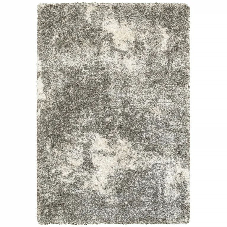 Gray and Ivory Distressed Abstract Area Rug Photo 1