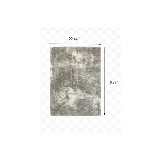 Gray and Ivory Distressed Abstract Scatter Rug Photo 2