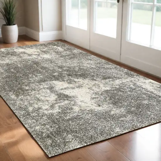 Gray And Ivory Distressed Abstract Scatter Rug Photo 1