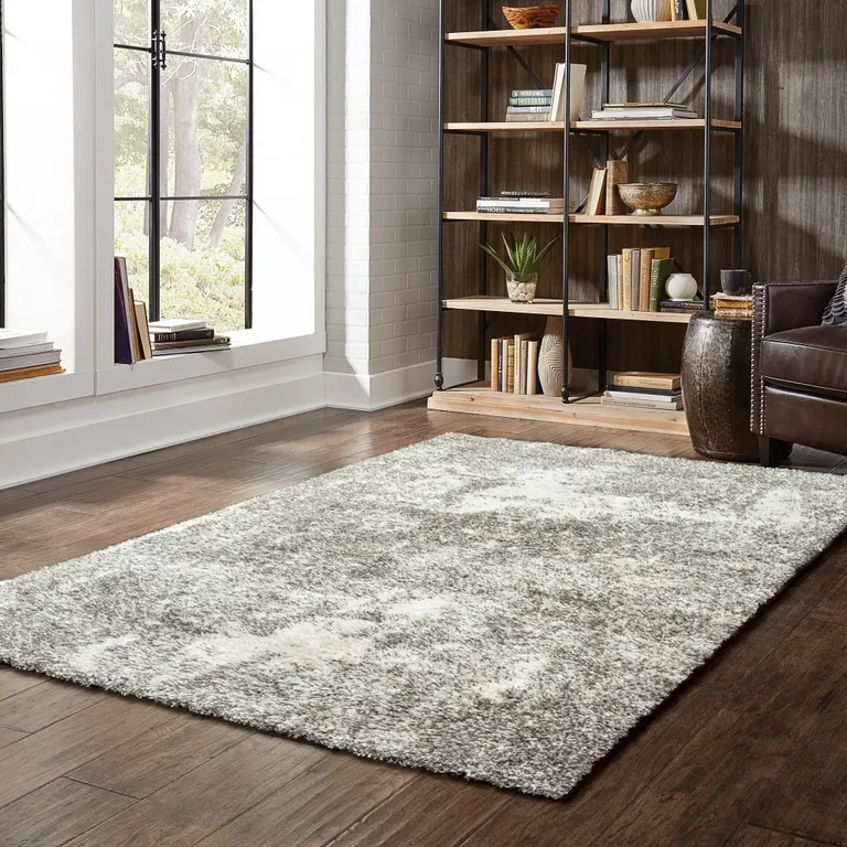 Gray and Ivory Distressed Abstract Scatter Rug Photo 3