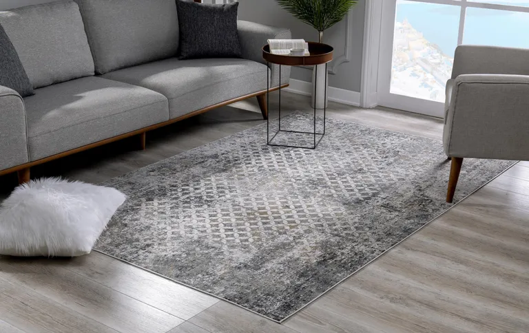 Gray and Ivory Distressed Area Rug Photo 1