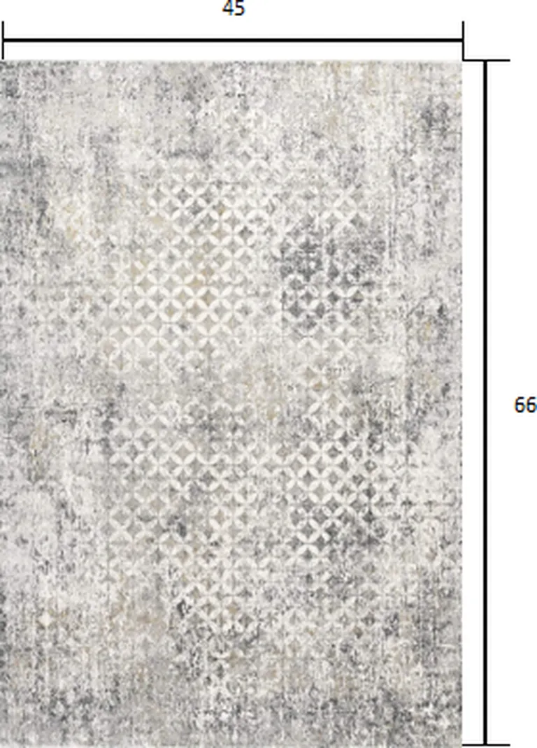 Gray and Ivory Distressed Area Rug Photo 3